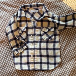 Zara Kids Cream and Black Plaid Button Down Shirt